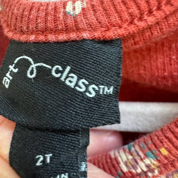 Art of Class 2T Girls Rust Red Floral Short Sleeve Blouse Top - Picture 5 of 7